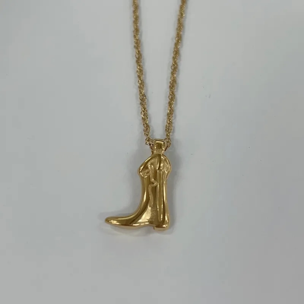Gold Boot Pendant Necklace